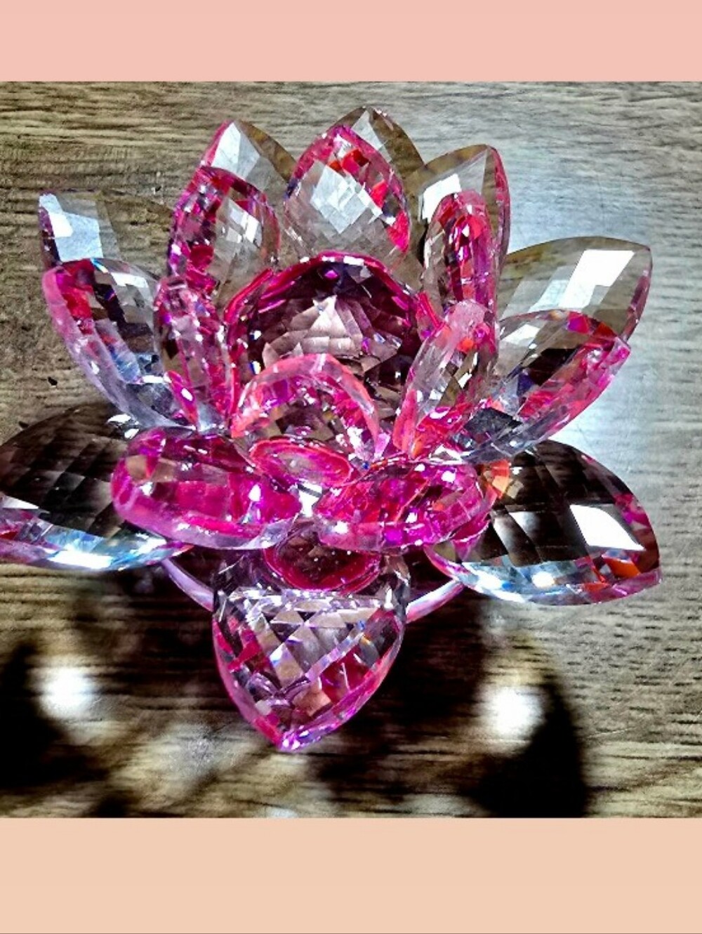 Pink Real Crystal, Lotus Flower. Decorative Accent Or Can Be Used For Jewlrey.